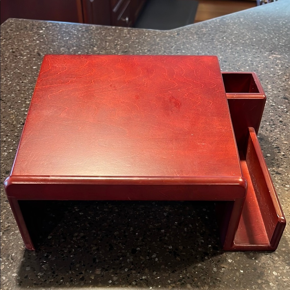 Red Wooden Desk Organizer
